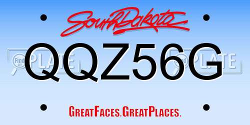 QQZ56G South Dakota License Plate