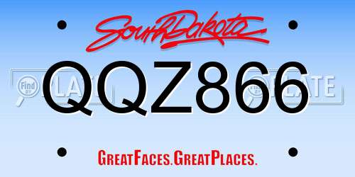 QQZ866 South Dakota License Plate