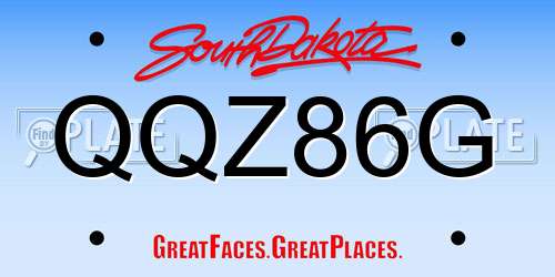 QQZ86G South Dakota License Plate