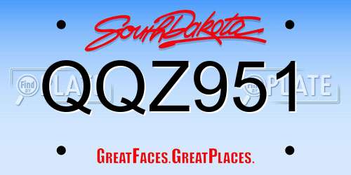 QQZ951 South Dakota License Plate