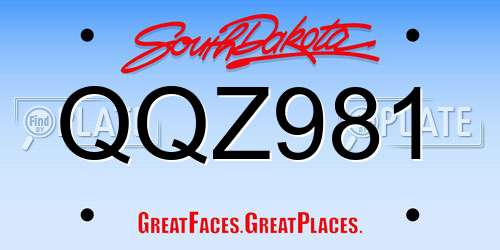 QQZ981 South Dakota License Plate