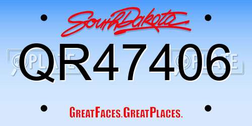 QR47406 South Dakota License Plate