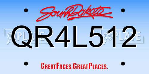 QR4L512 South Dakota License Plate