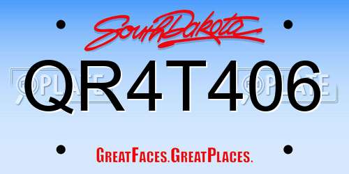 QR4T406 South Dakota License Plate