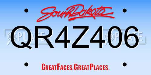 QR4Z406 South Dakota License Plate