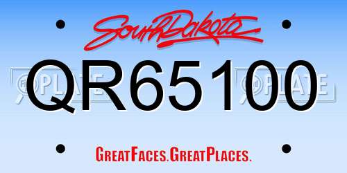 QR65100 South Dakota License Plate