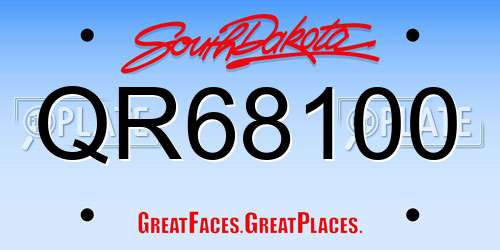 QR68100 South Dakota License Plate