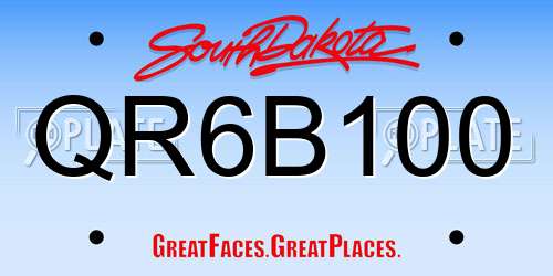 QR6B100 South Dakota License Plate