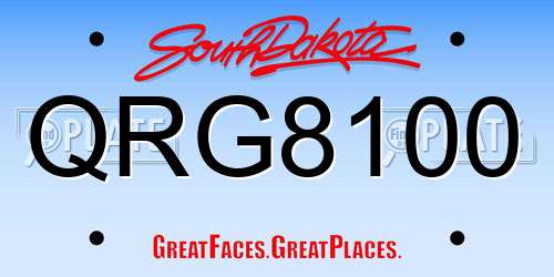 QRG8100 South Dakota License Plate