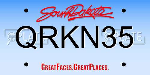 QRKN35 South Dakota License Plate