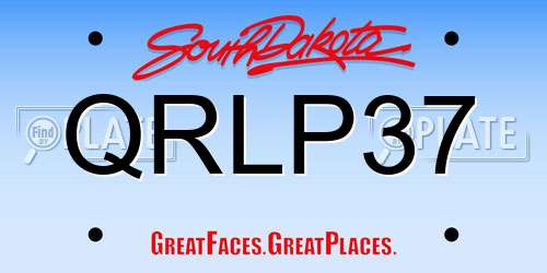QRLP37 South Dakota License Plate