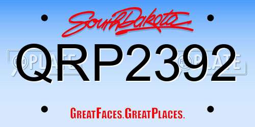 QRP2392 South Dakota License Plate