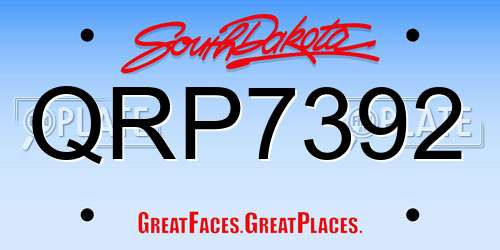 QRP7392 South Dakota License Plate