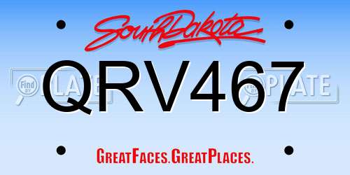 QRV467 South Dakota License Plate