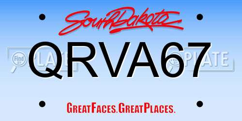 QRVA67 South Dakota License Plate