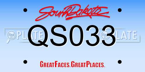 QS033 South Dakota License Plate
