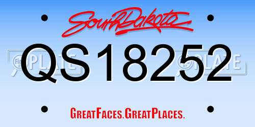 QS18252 South Dakota License Plate