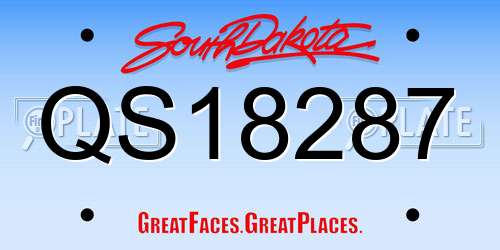 QS18287 South Dakota License Plate