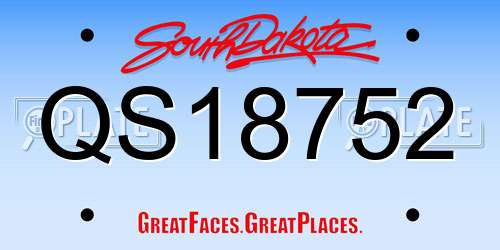 QS18752 South Dakota License Plate