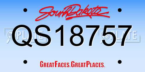QS18757 South Dakota License Plate