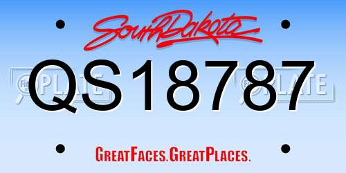 QS18787 South Dakota License Plate