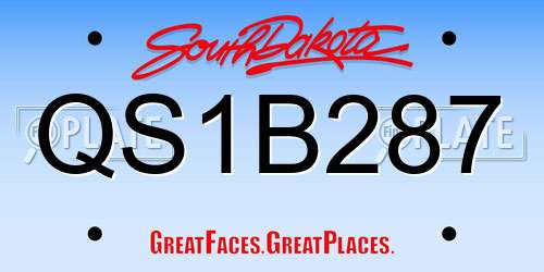 QS1B287 South Dakota License Plate
