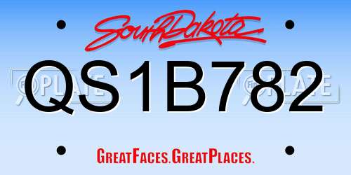 QS1B782 South Dakota License Plate