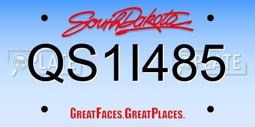 QS1I485 South Dakota License Plate