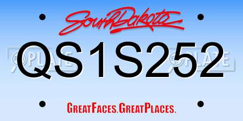 QS1S252 South Dakota License Plate