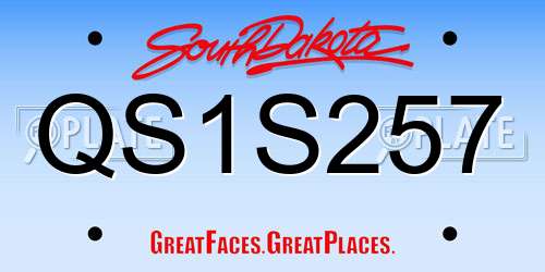 QS1S257 South Dakota License Plate