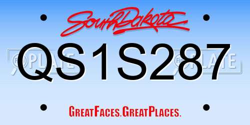 QS1S287 South Dakota License Plate
