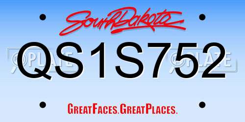 QS1S752 South Dakota License Plate