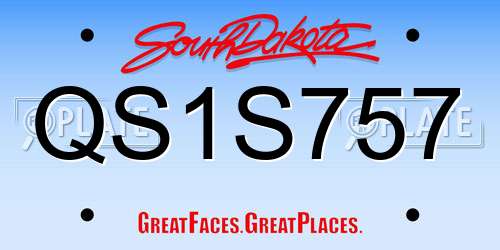 QS1S757 South Dakota License Plate
