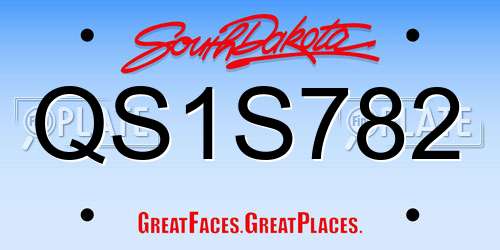 QS1S782 South Dakota License Plate