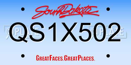 QS1X502 South Dakota License Plate