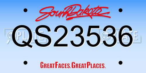 QS23536 South Dakota License Plate