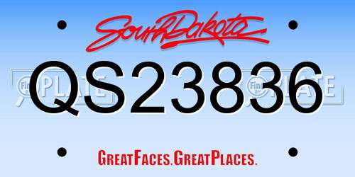 QS23836 South Dakota License Plate