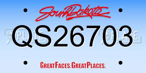 QS26703 South Dakota License Plate