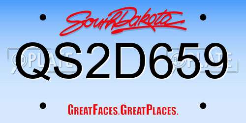 QS2D659 South Dakota License Plate