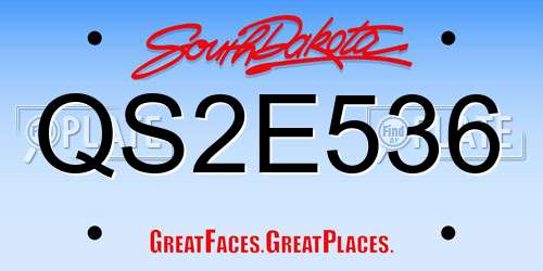 QS2E536 South Dakota License Plate