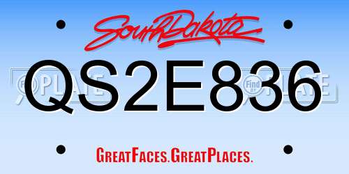 QS2E836 South Dakota License Plate