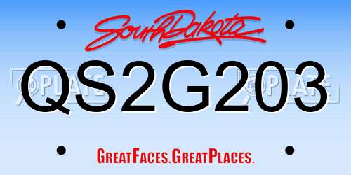 QS2G203 South Dakota License Plate