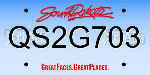 QS2G703 South Dakota License Plate
