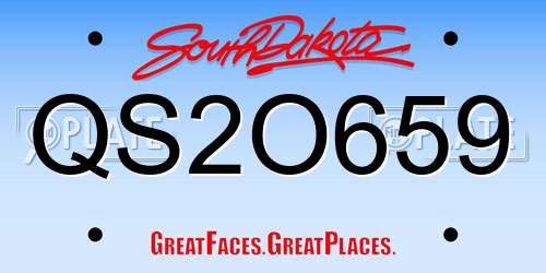 QS2O659 South Dakota License Plate