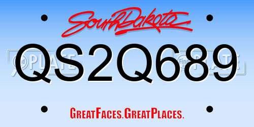 QS2Q689 South Dakota License Plate
