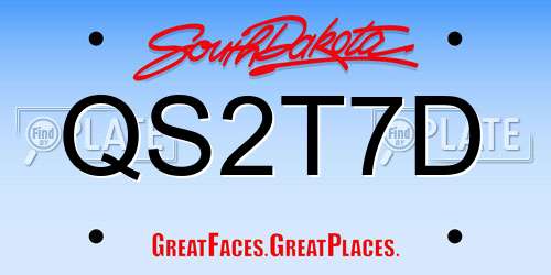 QS2T7D South Dakota License Plate