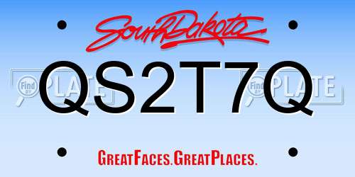 QS2T7Q South Dakota License Plate