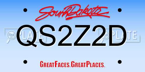 QS2Z2D South Dakota License Plate