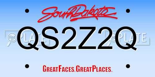 QS2Z2Q South Dakota License Plate