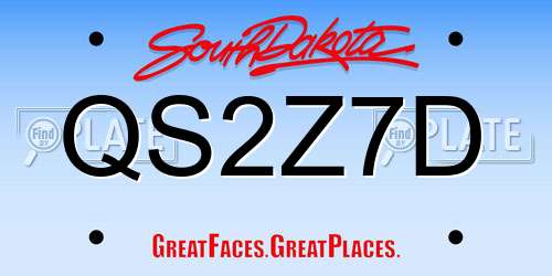 QS2Z7D South Dakota License Plate